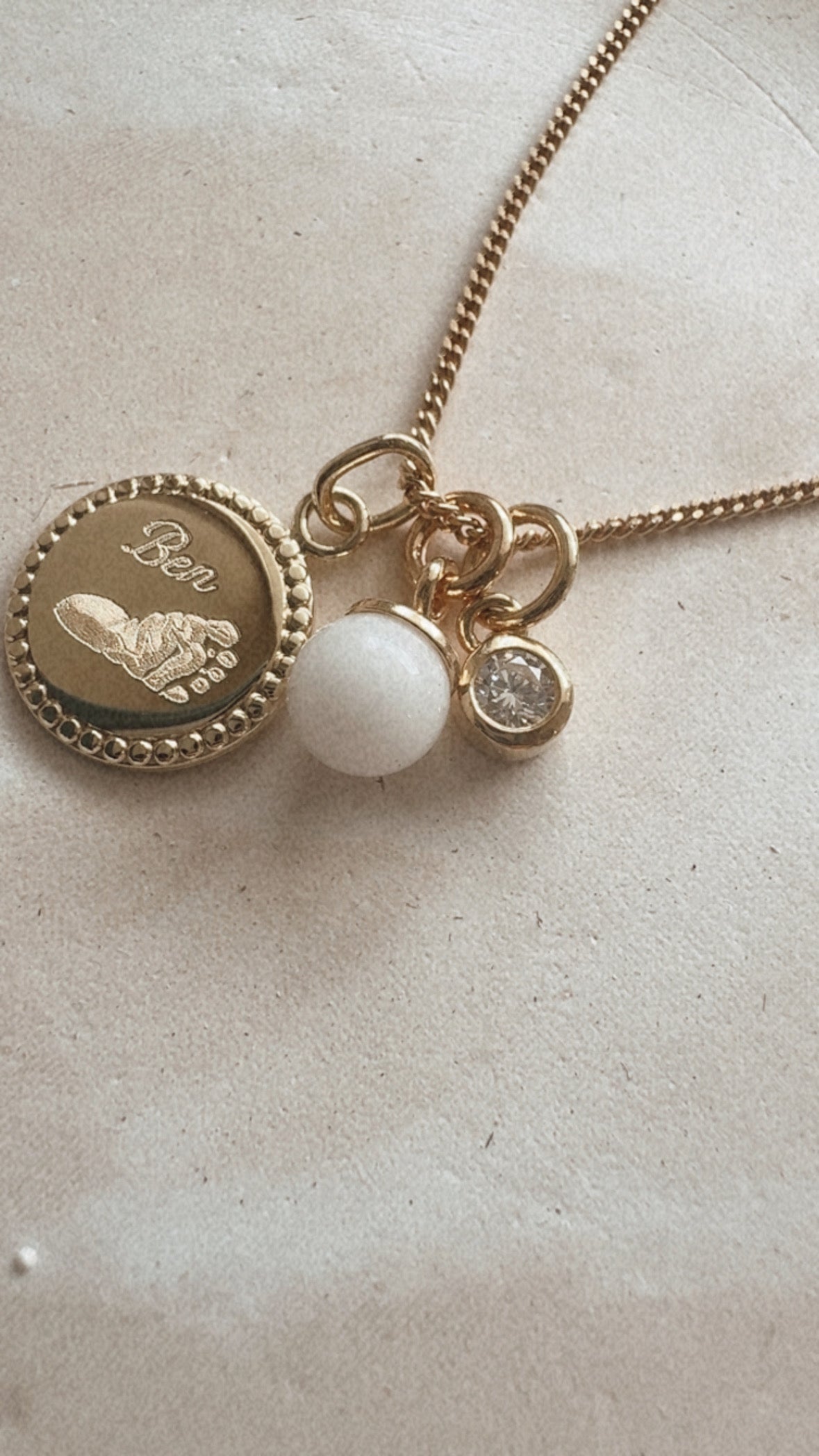 Schmuckset 6mm Perle mit Gravurplättchen & Geburtsstein